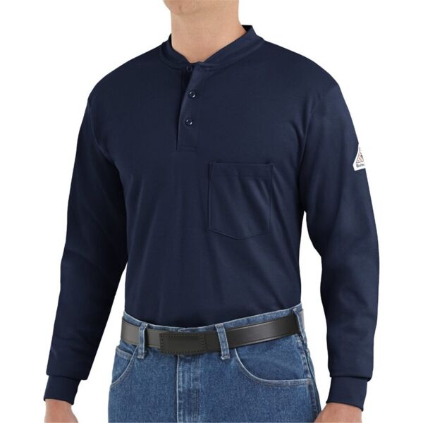 Long Sleeve Tagless Henley Shirt - Tall Sizes Thumbnail