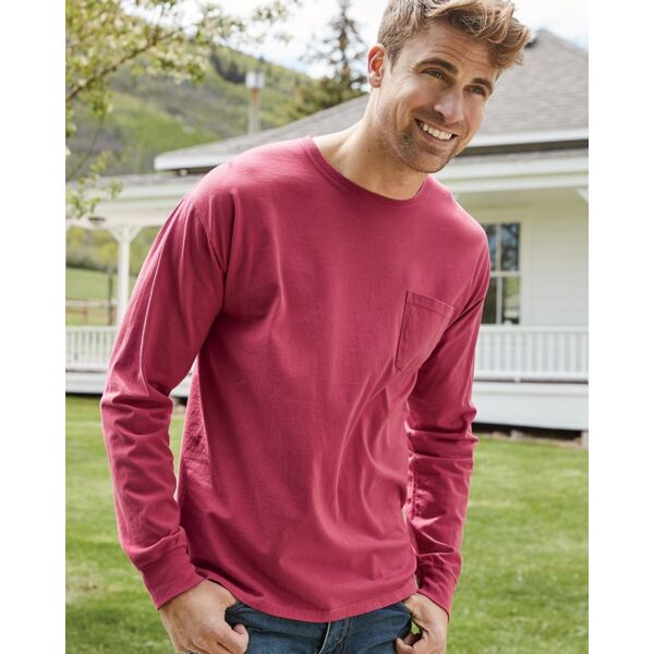 Garment-Dyed Long Sleeve T-Shirt With a Pocket Thumbnail