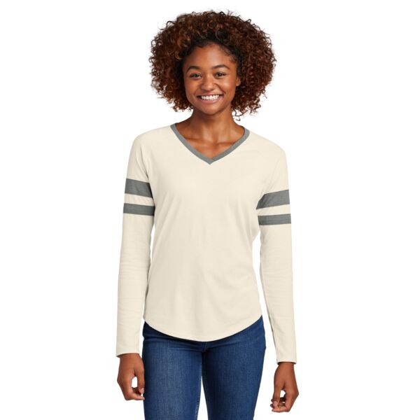 Women's Halftime Stripe Long Sleeve V Neck Tee Thumbnail