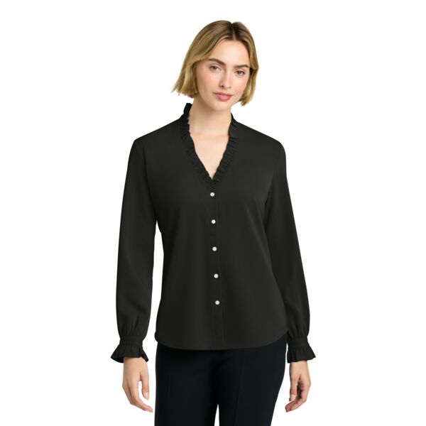 Women's Long Sleeve Ruffle Collar Blouse Thumbnail